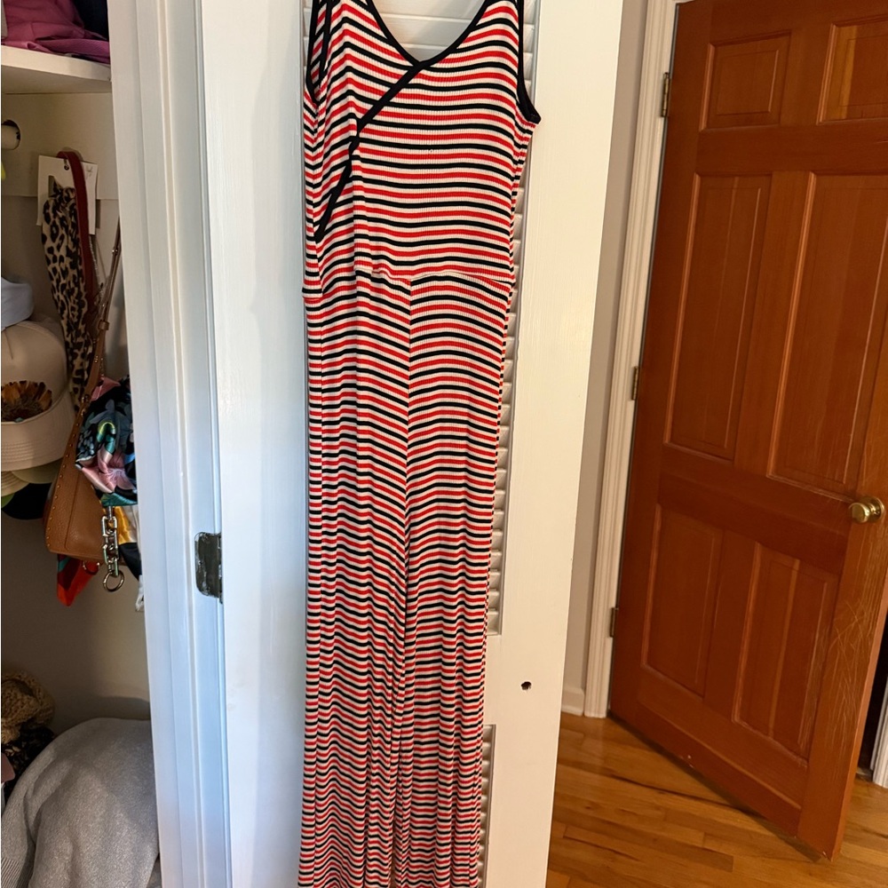 Topshop Black, Red, and White Striped Dress